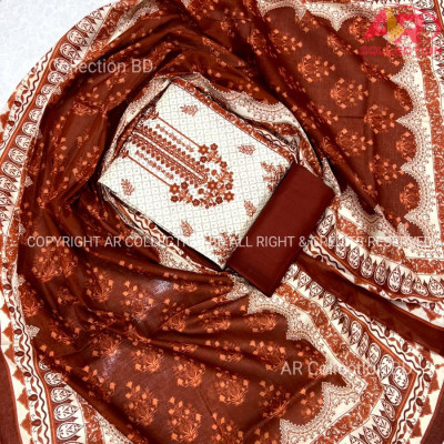 Premium Quality VIP Cotton Unstitched Three Piece for Women
