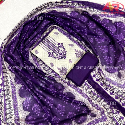 Premium Quality VIP Cotton Unstitched Three Piece for Women