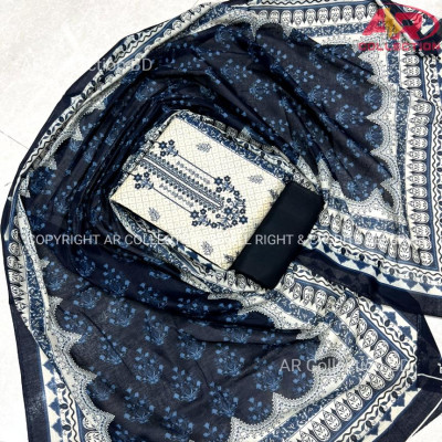 Premium Quality VIP Cotton Unstitched Three Piece for Women