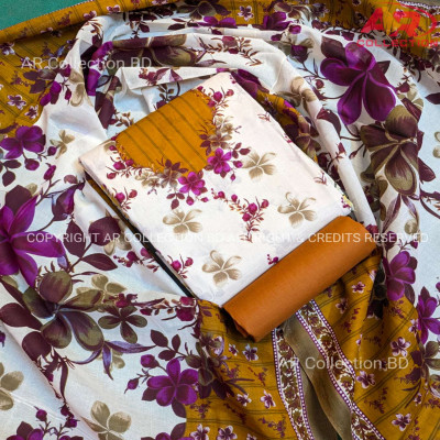 New Exclusive Digital Printed Unstitched VIP Cotton Three Pieces