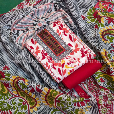 New Exclusive Digital Printed Unstitched VIP Cotton Three Pieces