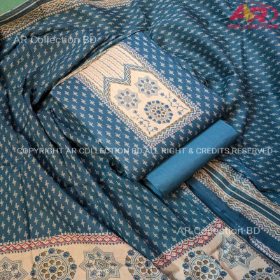 New Exclusive Digital Printed Unstitched VIP Cotton Three Pieces