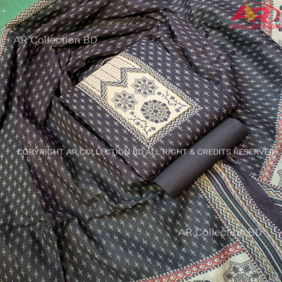 New Exclusive Digital Printed Unstitched VIP Cotton Three Pieces