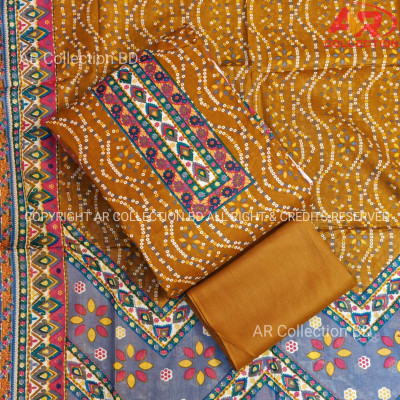 New Exclusive Digital Printed Unstitched VIP Cotton Three Pieces