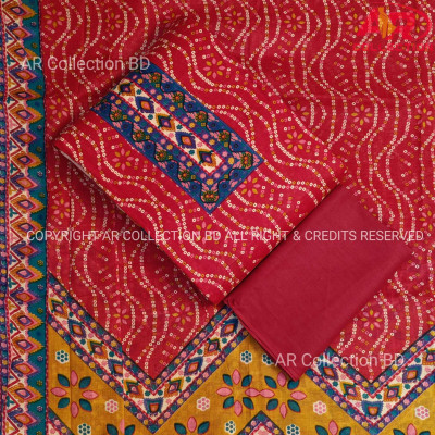 New Exclusive Digital Printed Unstitched VIP Cotton Three Pieces
