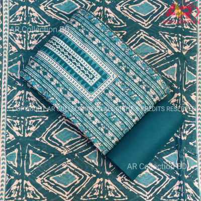 New Exclusive Digital Printed Unstitched VIP Cotton Three Pieces