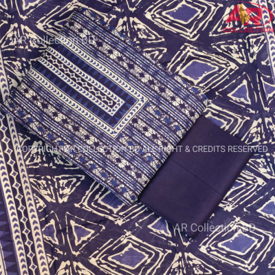 New Exclusive Digital Printed Unstitched VIP Cotton Three Pieces