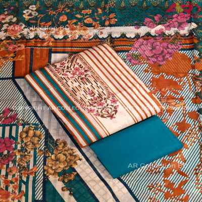New Exclusive Digital Printed Unstitched VIP Cotton Three Pieces