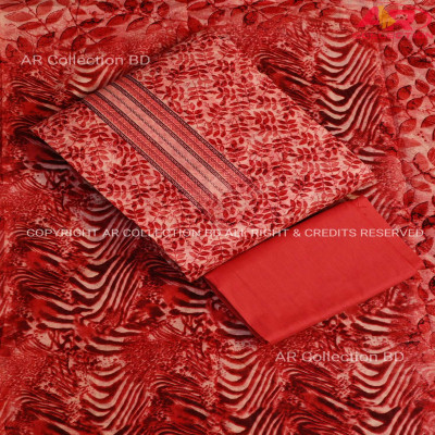 New Exclusive Digital Printed Unstitched VIP Cotton Three Pieces