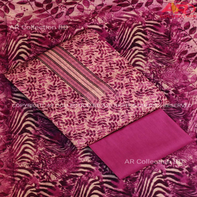 New Exclusive Digital Printed Unstitched VIP Cotton Three Pieces