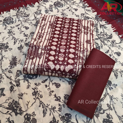 New Exclusive Digital Printed Unstitched VIP Cotton Three Pieces