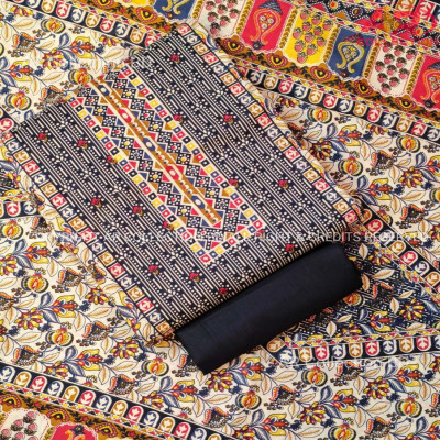 New Exclusive Digital Printed Unstitched VIP Cotton Three Pieces