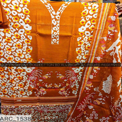 New Exclusive Digital Printed Unstitched VIP Cotton Three Pieces