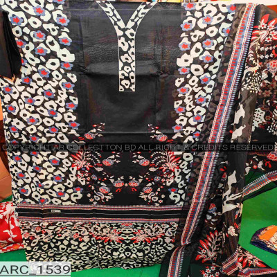 New Exclusive Digital Printed Unstitched VIP Cotton Three Pieces