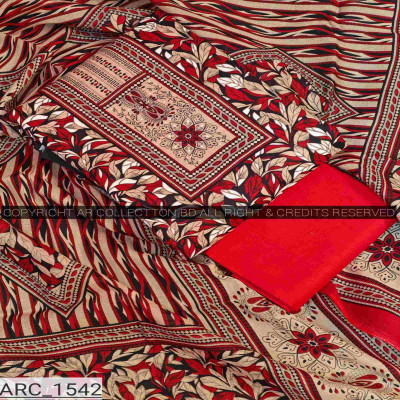 New Exclusive Digital Printed Unstitched VIP Cotton Three Pieces