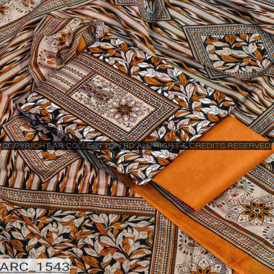 New Exclusive Digital Printed Unstitched VIP Cotton Three Pieces