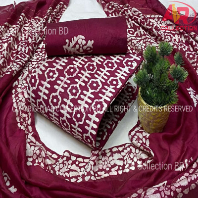 Cotton Unstitched Mom Batik Three Piece for Women New Desing