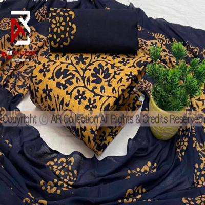 New Cotton Unstitched MomBatik Three Piece for Women New Desing