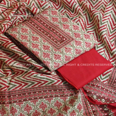New Exclusive Digital Printed Unstitched VIP Cotton Three Pieces