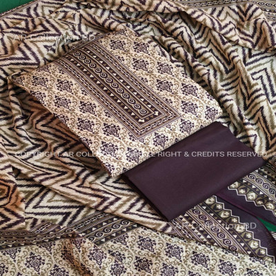 New Exclusive Digital Printed Unstitched VIP Cotton Three Pieces