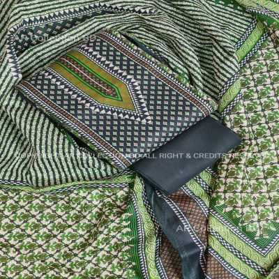 New Exclusive Digital Printed Unstitched VIP Cotton Three Pieces
