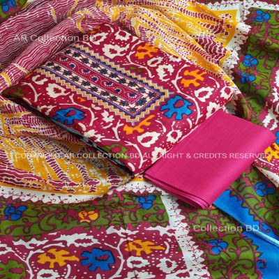 New Exclusive Digital Printed Unstitched VIP Cotton Three Pieces