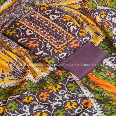 New Exclusive Digital Printed Unstitched VIP Cotton Three Pieces