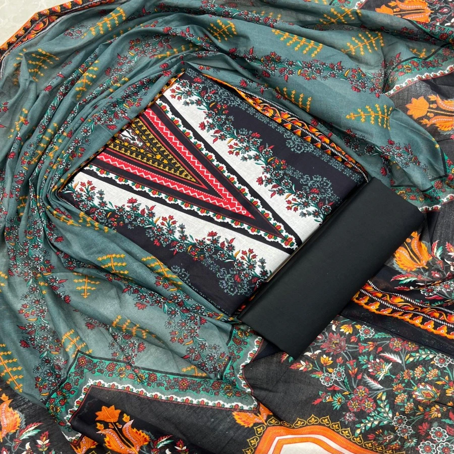 Premium Quality VIP Cotton Unstitched Three Piece for Women