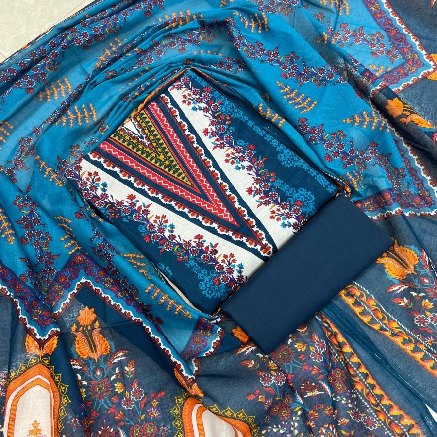 Premium Quality VIP Cotton Unstitched Three Piece for Women