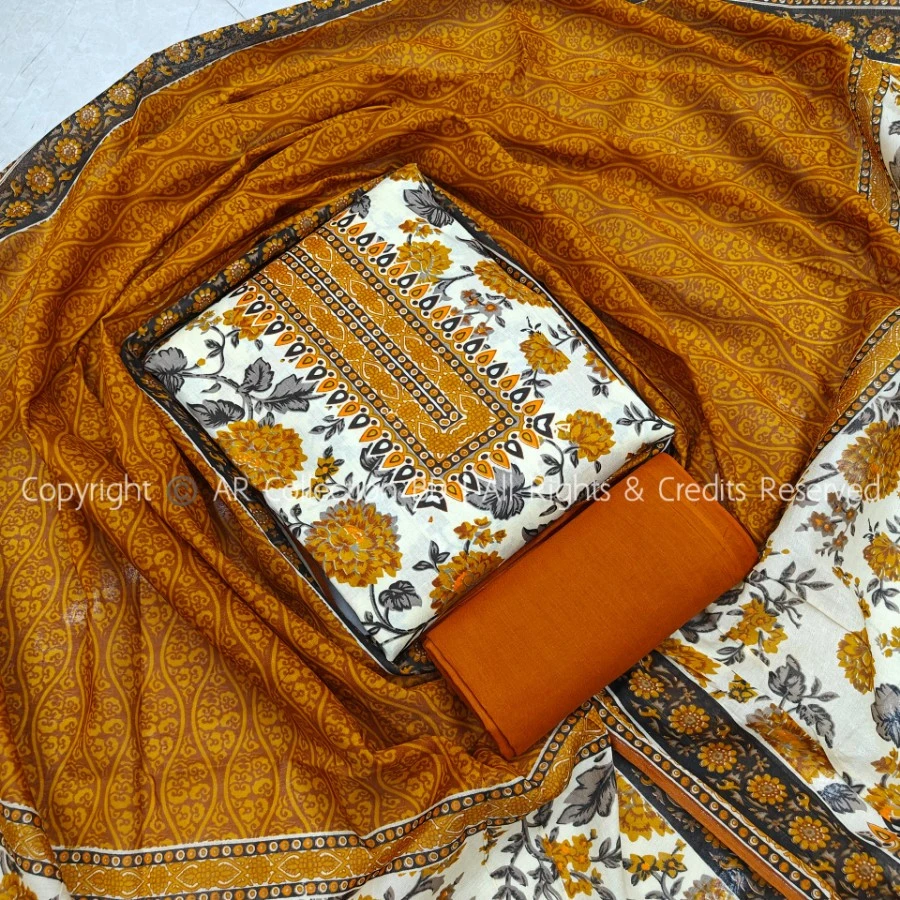 Premium Quality VIP Cotton Unstitched Three Piece for Women