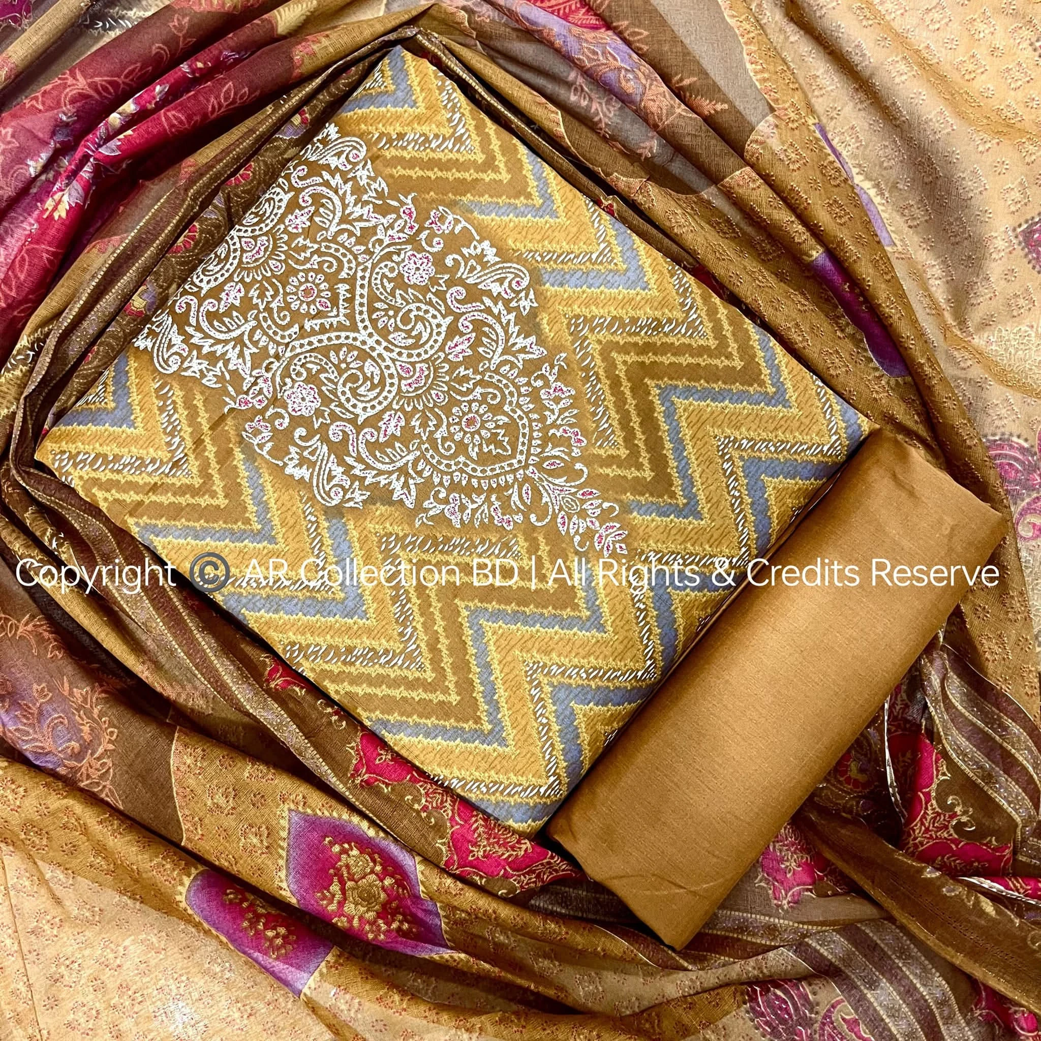 Premium Quality VIP Cotton Unstitched Three Piece for Women