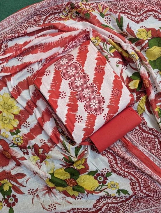 New Exclusive Digital Printed Unstitched VIP Cotton Three Pieces
