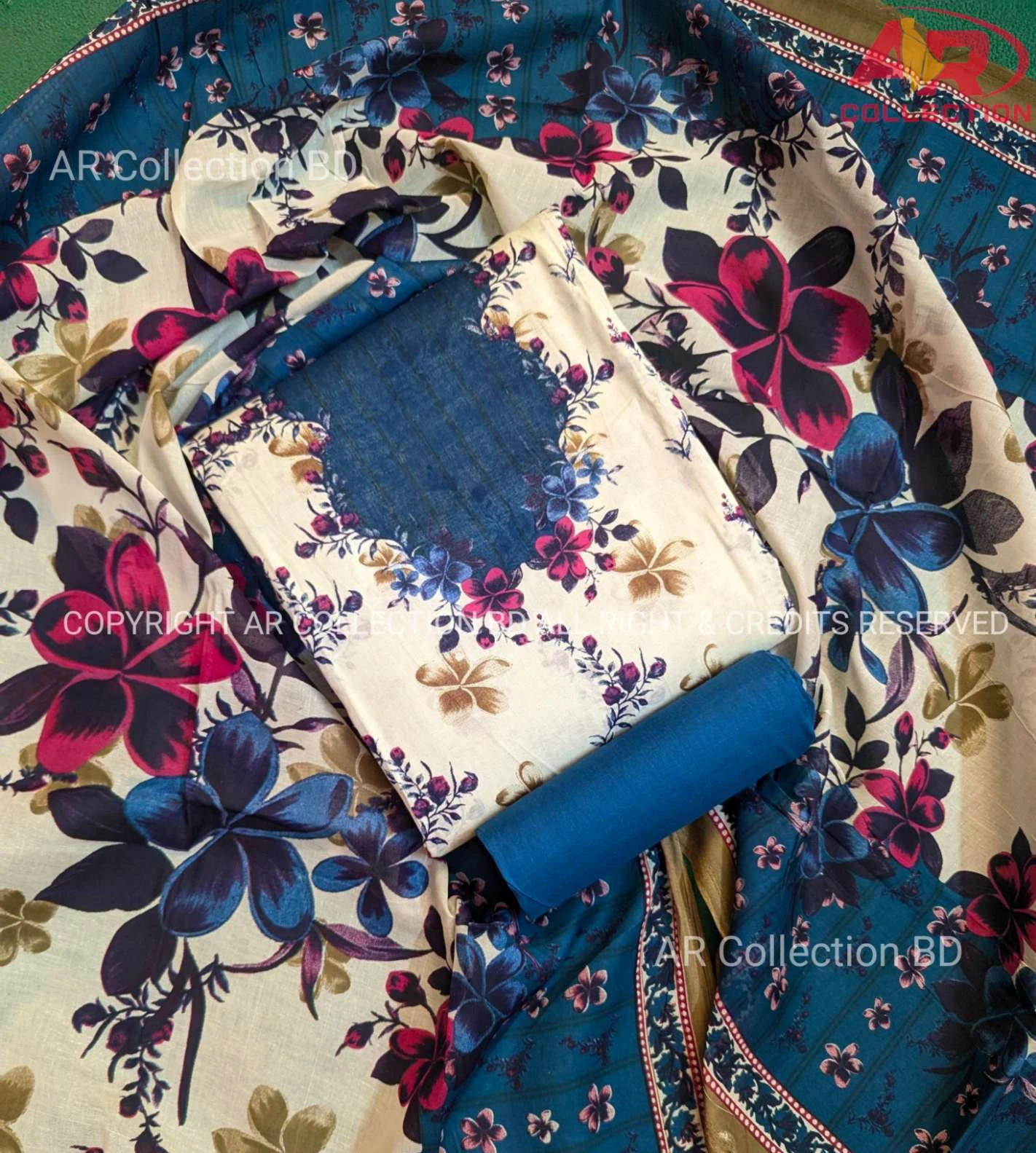 New Exclusive Digital Printed Unstitched VIP Cotton Three Pieces