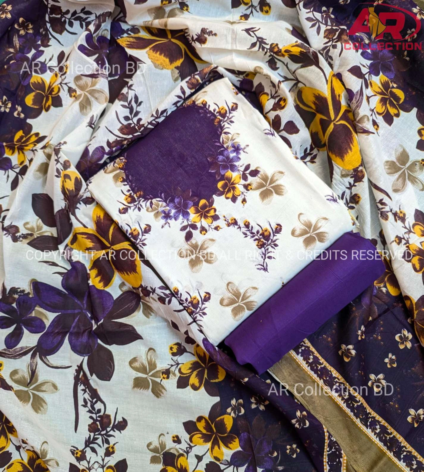 New Exclusive Digital Printed Unstitched VIP Cotton Three Pieces