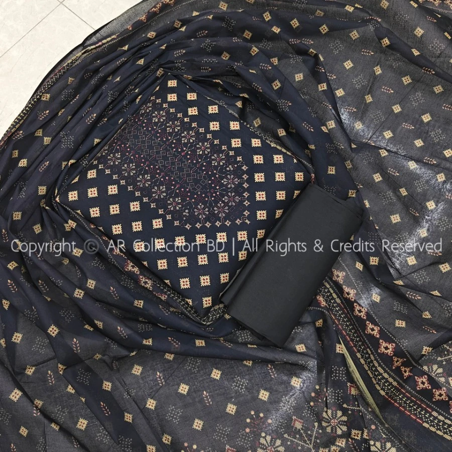 Premium Quality VIP Cotton Unstitched Three Piece for Women