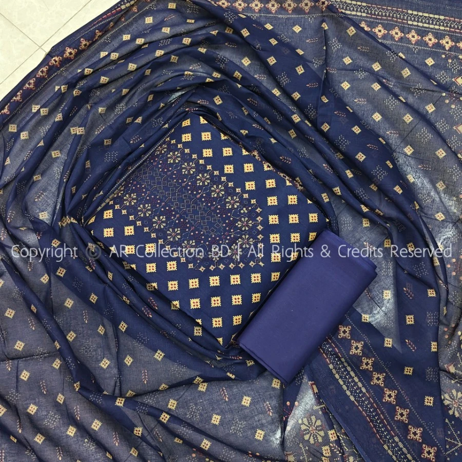 Premium Quality VIP Cotton Unstitched Three Piece for Women