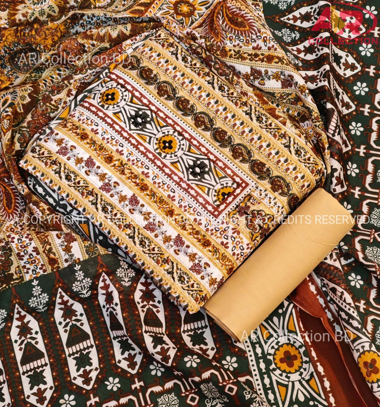 New Exclusive Digital Printed Unstitched VIP Cotton Three Pieces