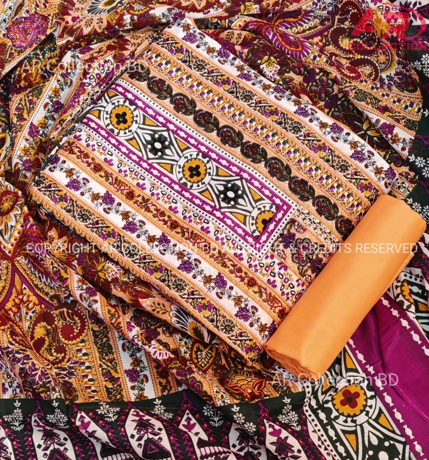 New Exclusive Digital Printed Unstitched VIP Cotton Three Pieces