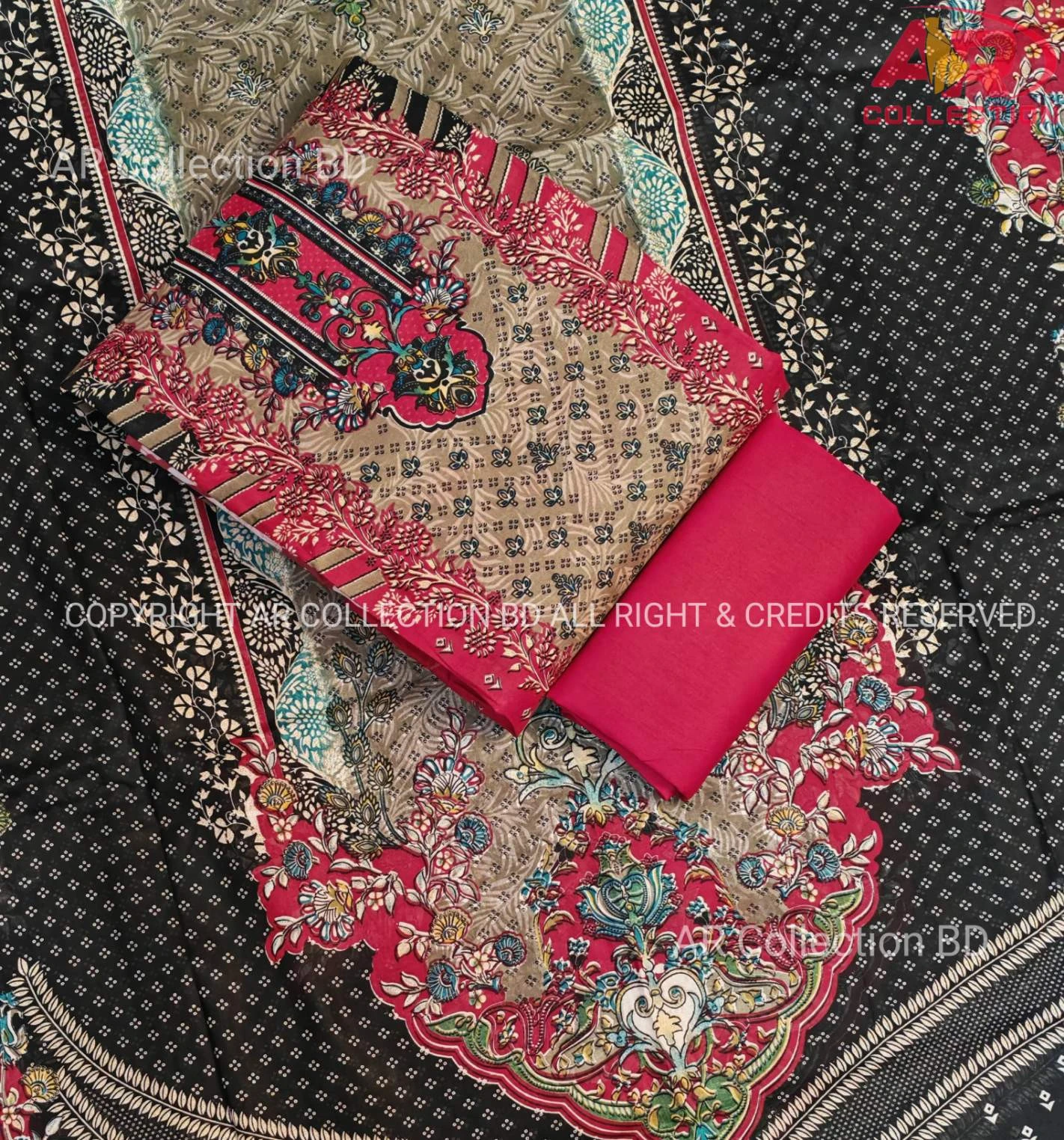 New Exclusive Digital Printed Unstitched VIP Cotton Three Pieces