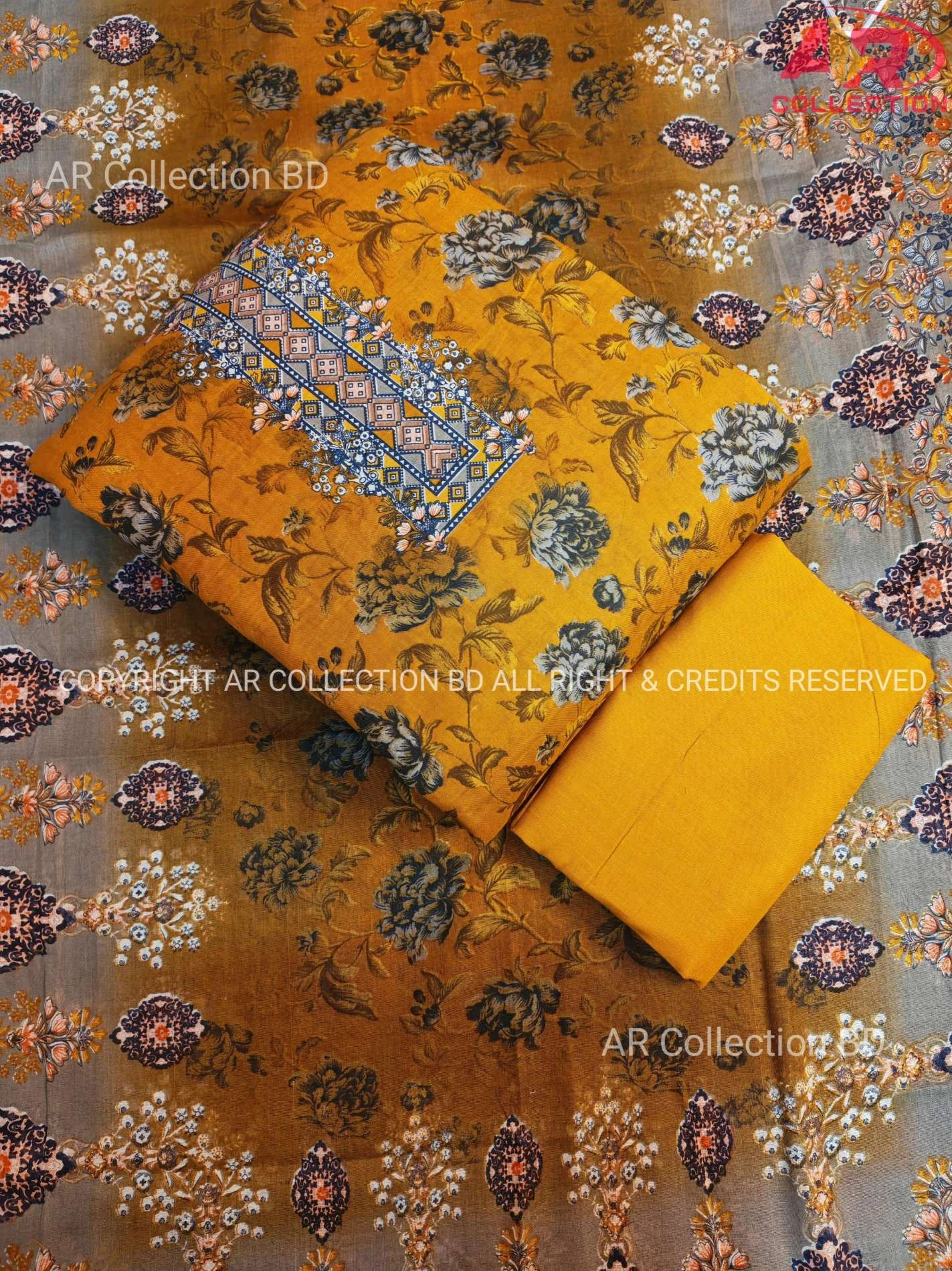 New Exclusive Digital Printed Unstitched VIP Cotton Three Pieces