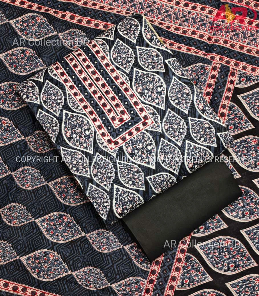 New Exclusive Digital Printed Unstitched VIP Cotton Three Pieces