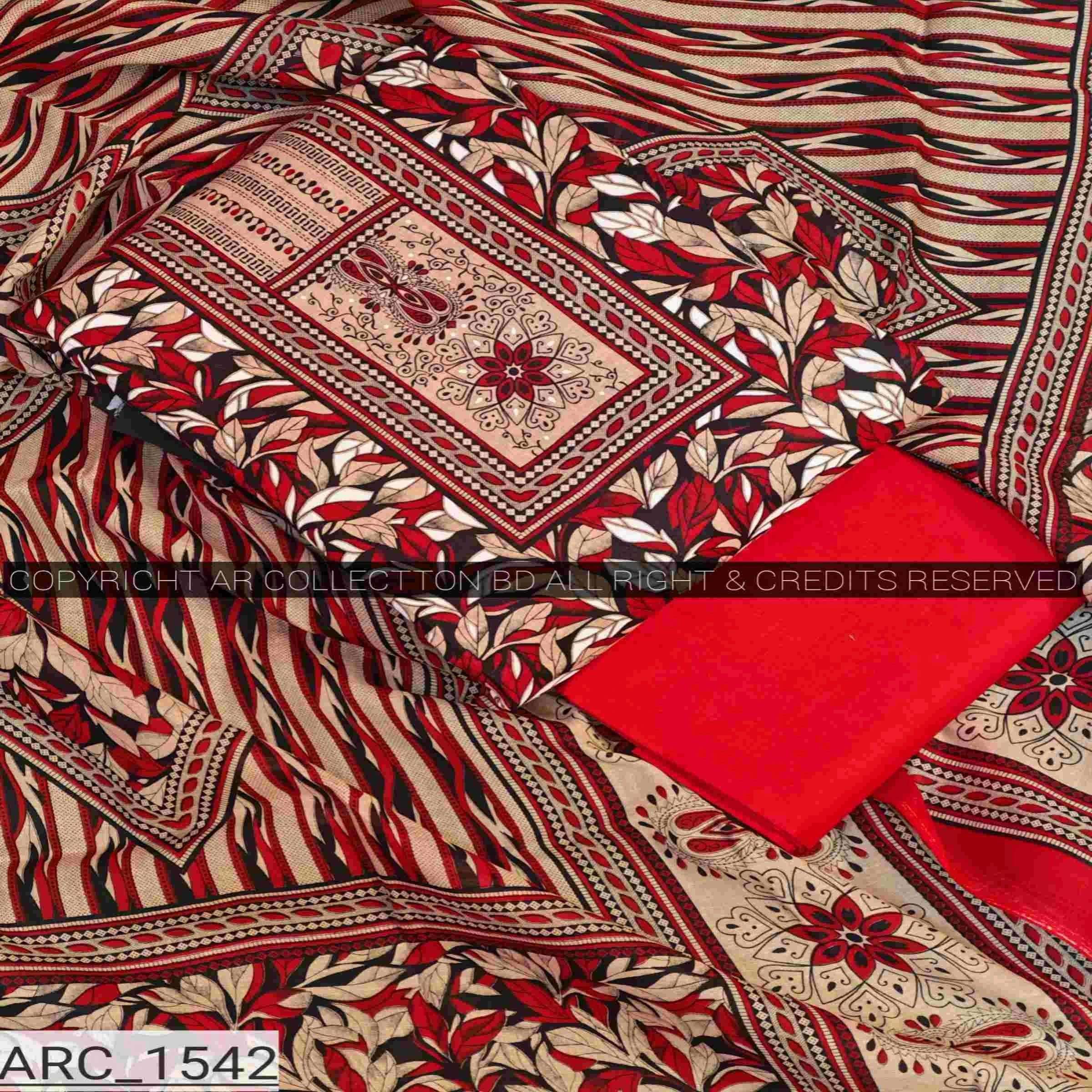 New Exclusive Digital Printed Unstitched VIP Cotton Three Pieces