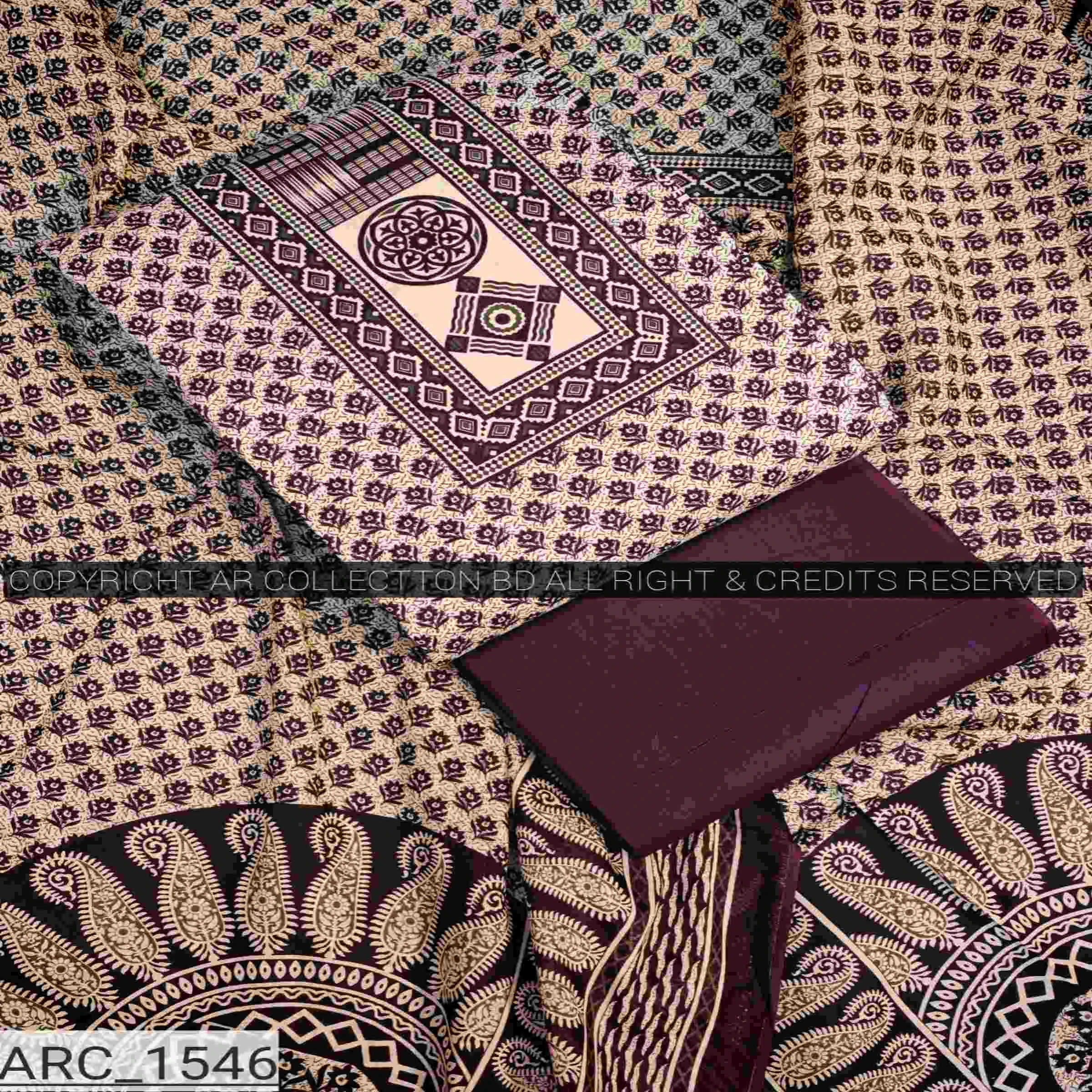 New Exclusive Digital Printed Unstitched VIP Cotton Three Pieces