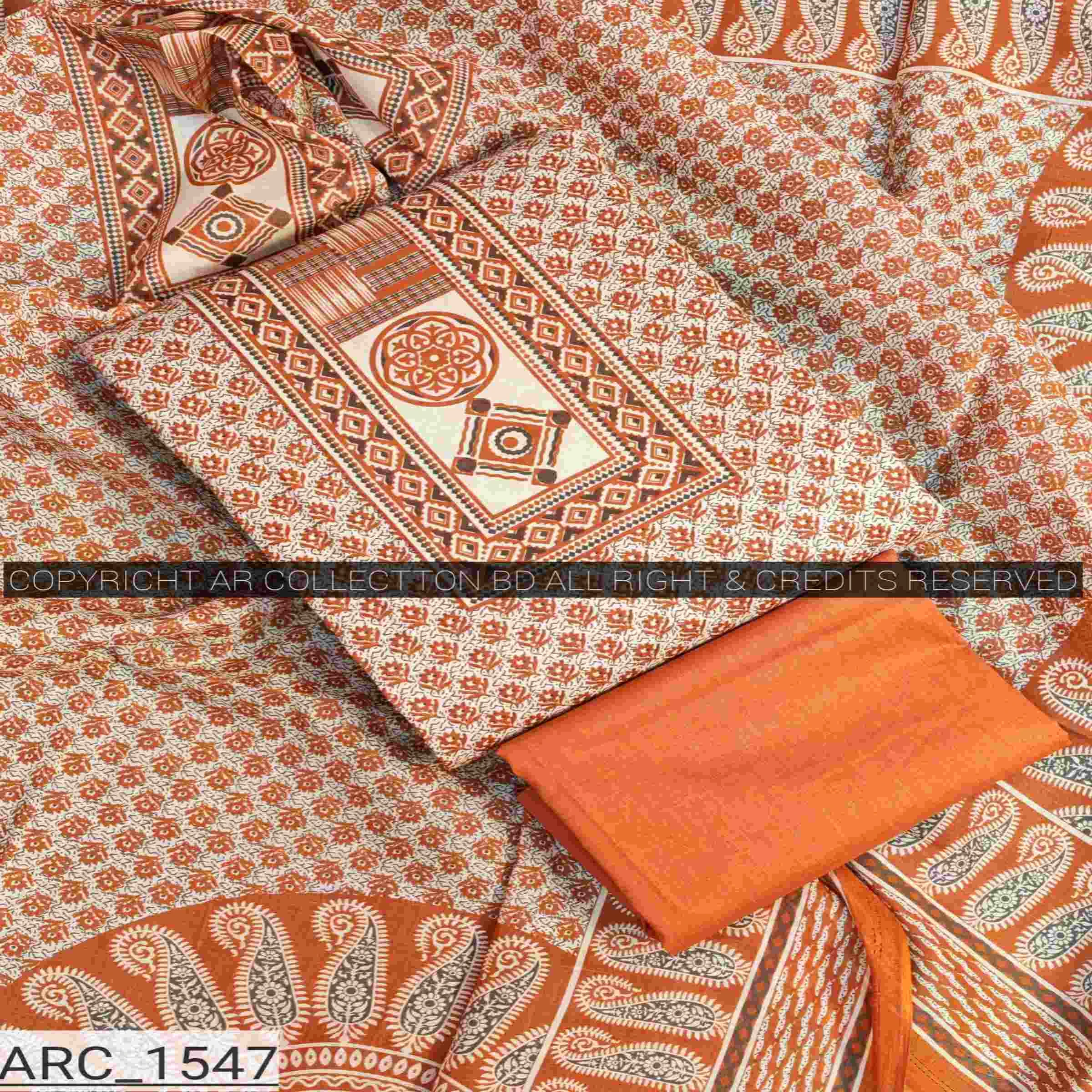 New Exclusive Digital Printed Unstitched VIP Cotton Three Pieces