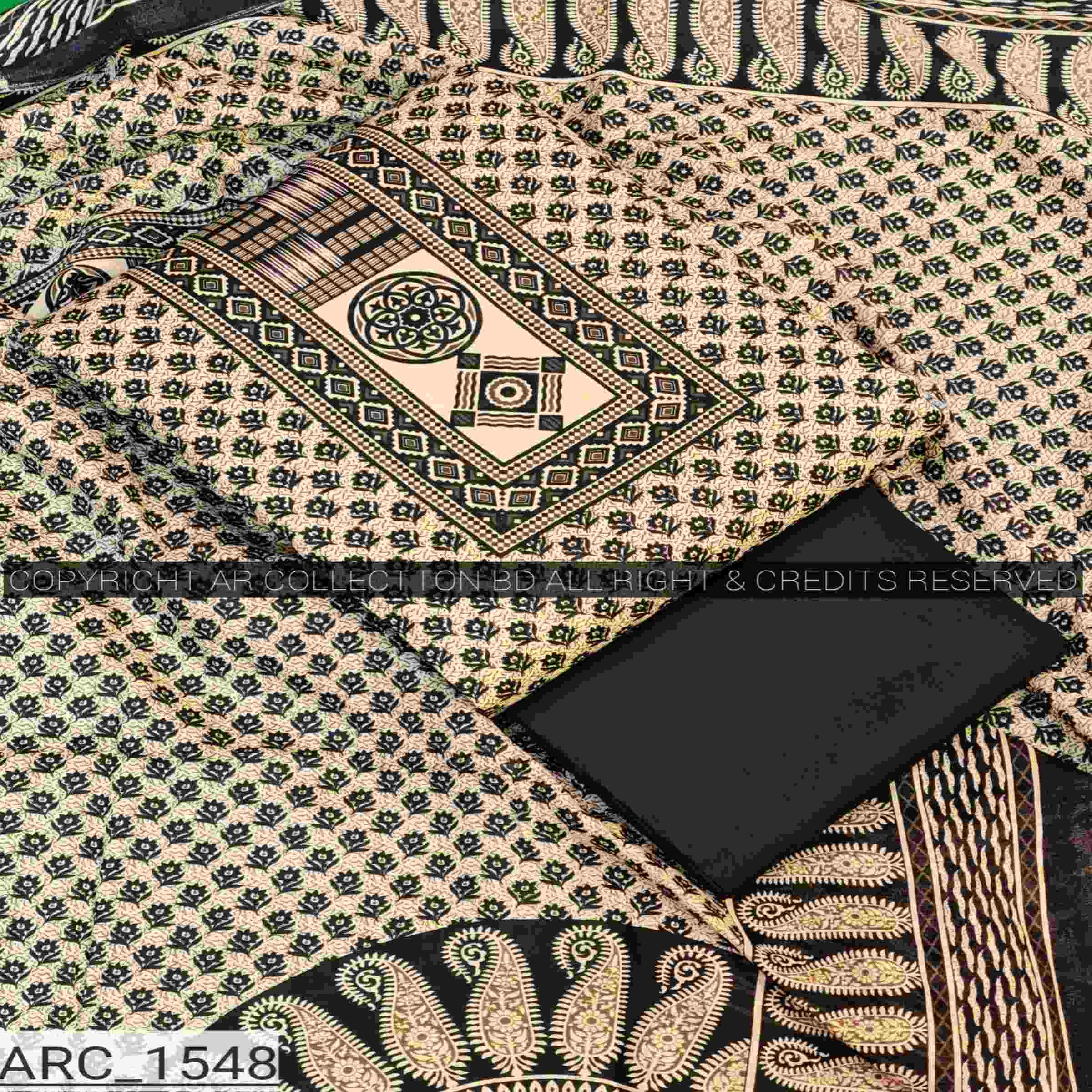 New Exclusive Digital Printed Unstitched VIP Cotton Three Pieces