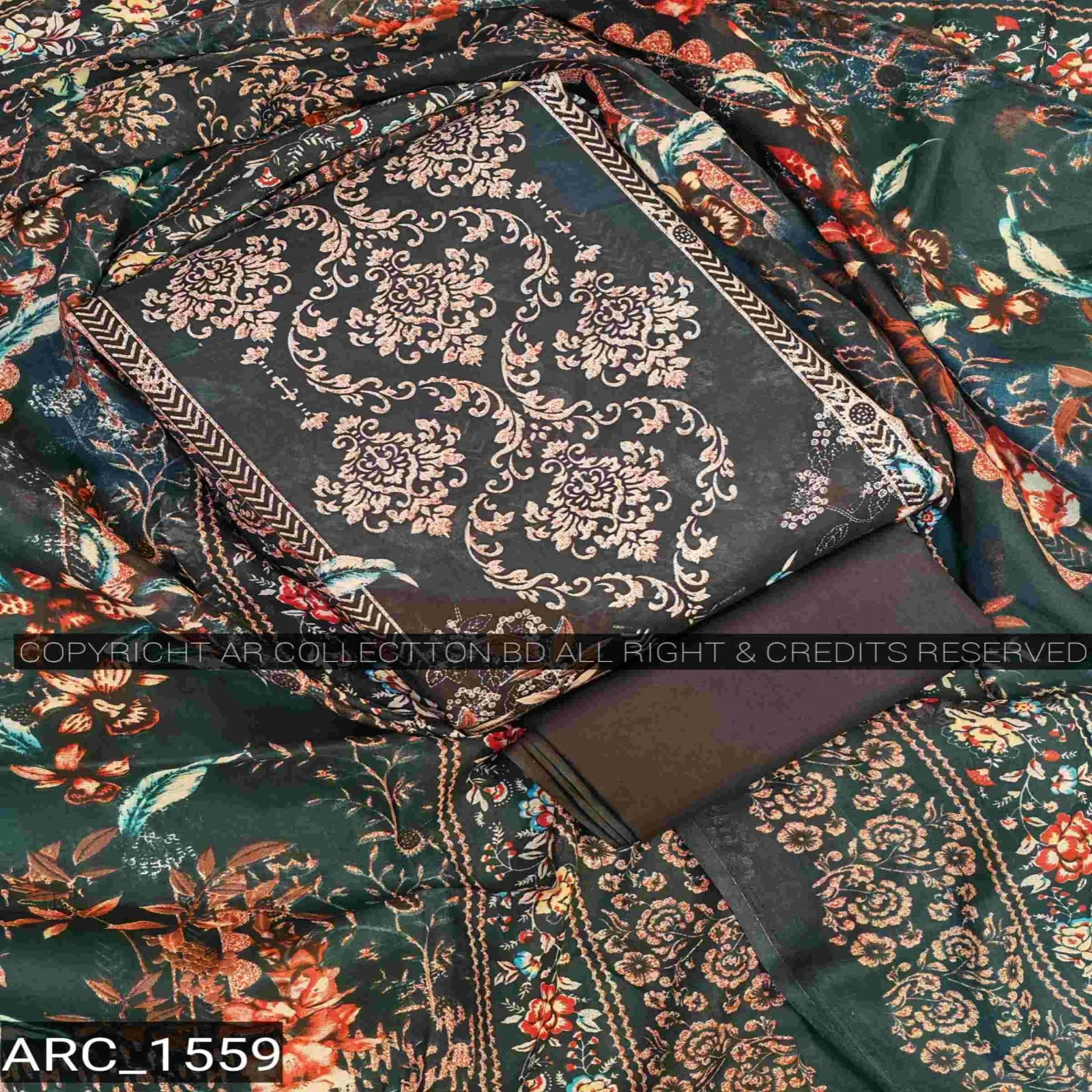 New Exclusive Digital Printed Unstitched VIP Cotton Three Pieces