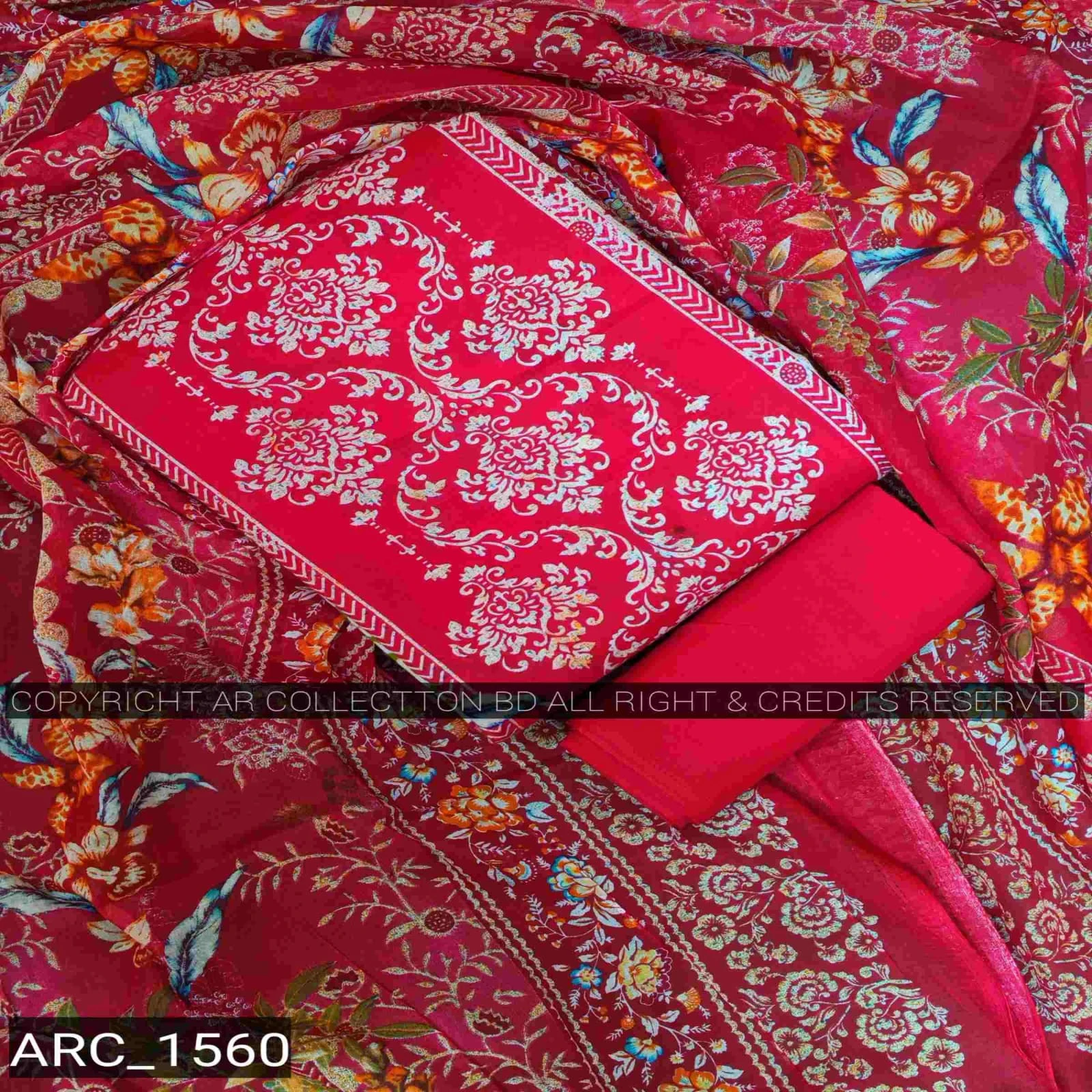 New Exclusive Digital Printed Unstitched VIP Cotton Three Pieces