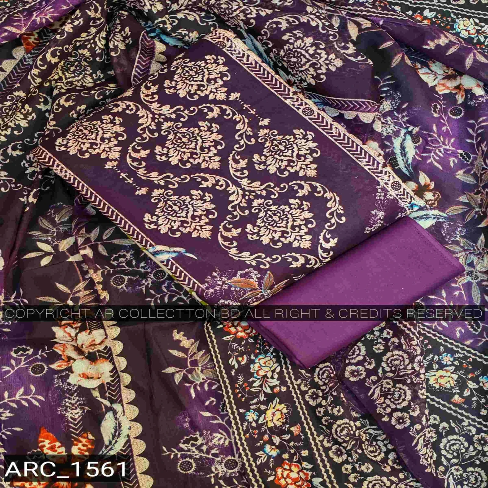 New Exclusive Digital Printed Unstitched VIP Cotton Three Pieces