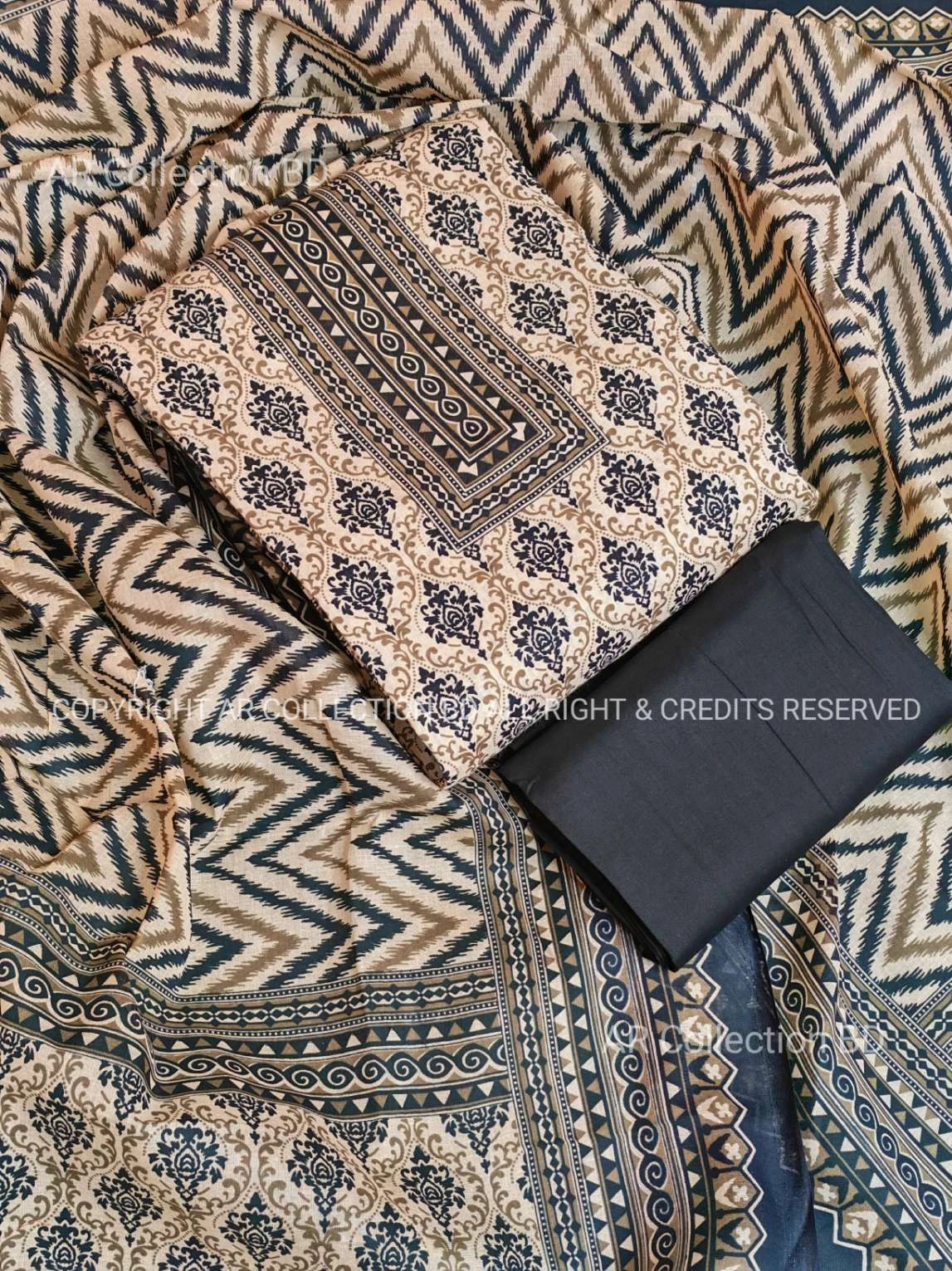 New Exclusive Digital Printed Unstitched VIP Cotton Three Pieces