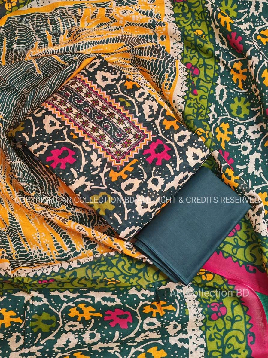 New Exclusive Digital Printed Unstitched VIP Cotton Three Pieces